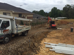Drainage set out at 33 Cambridge Rd in Mooroolbark