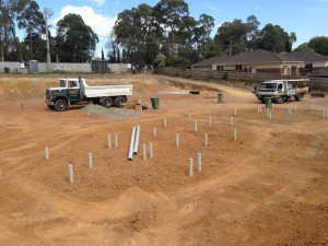 Drainage pipes laid out at Cambridge Rd in Mooroolbark